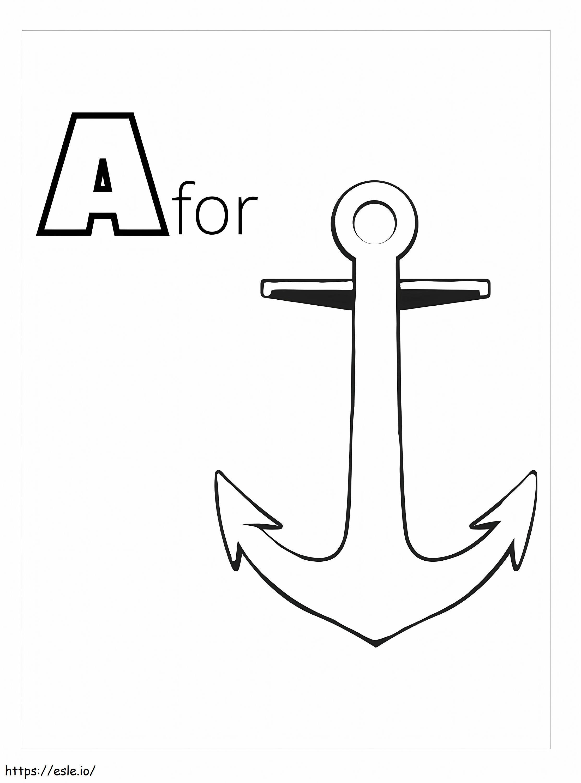 Letter A Is For Anchor coloring page