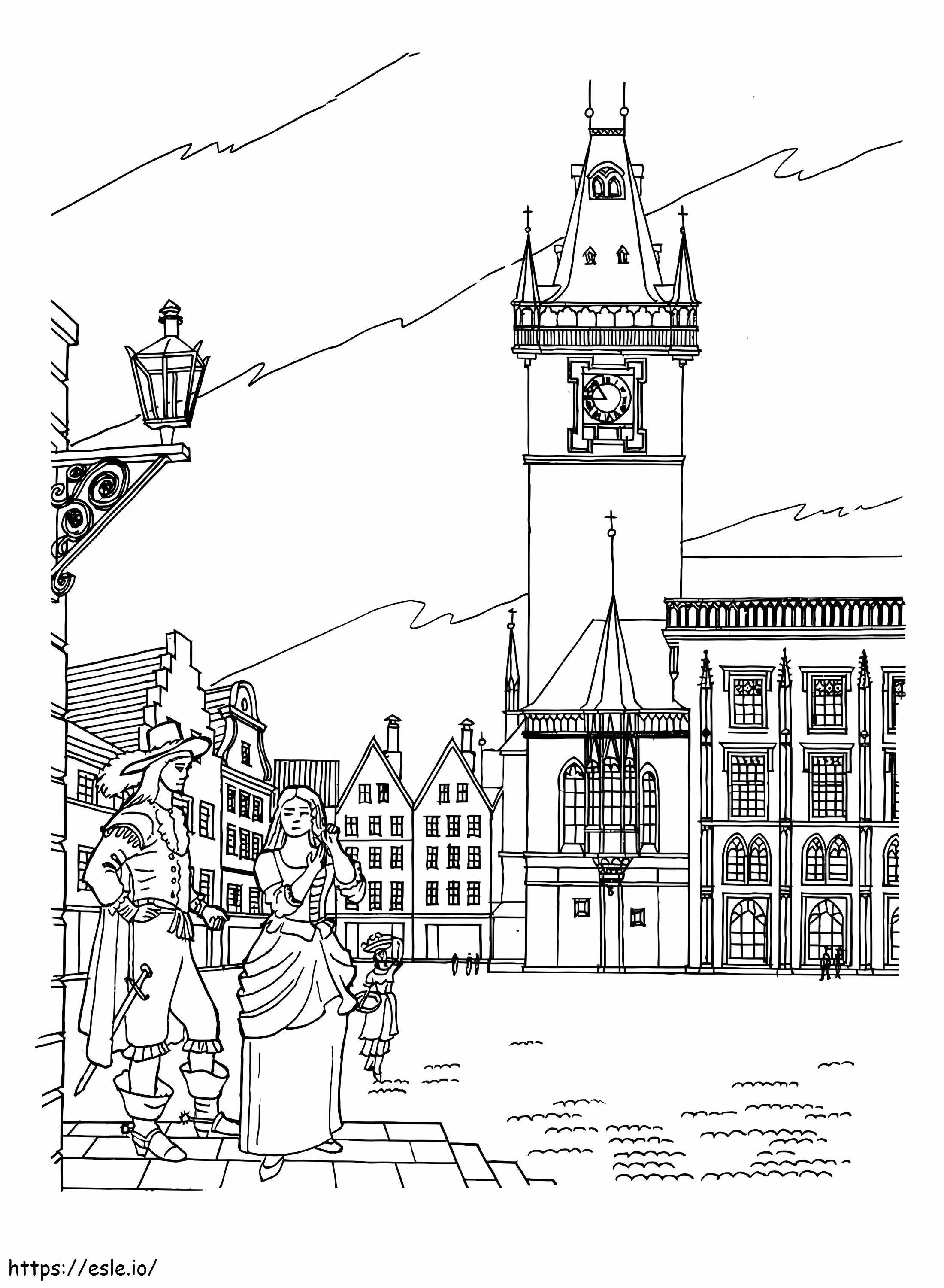 Old Town Hall In Prague coloring page