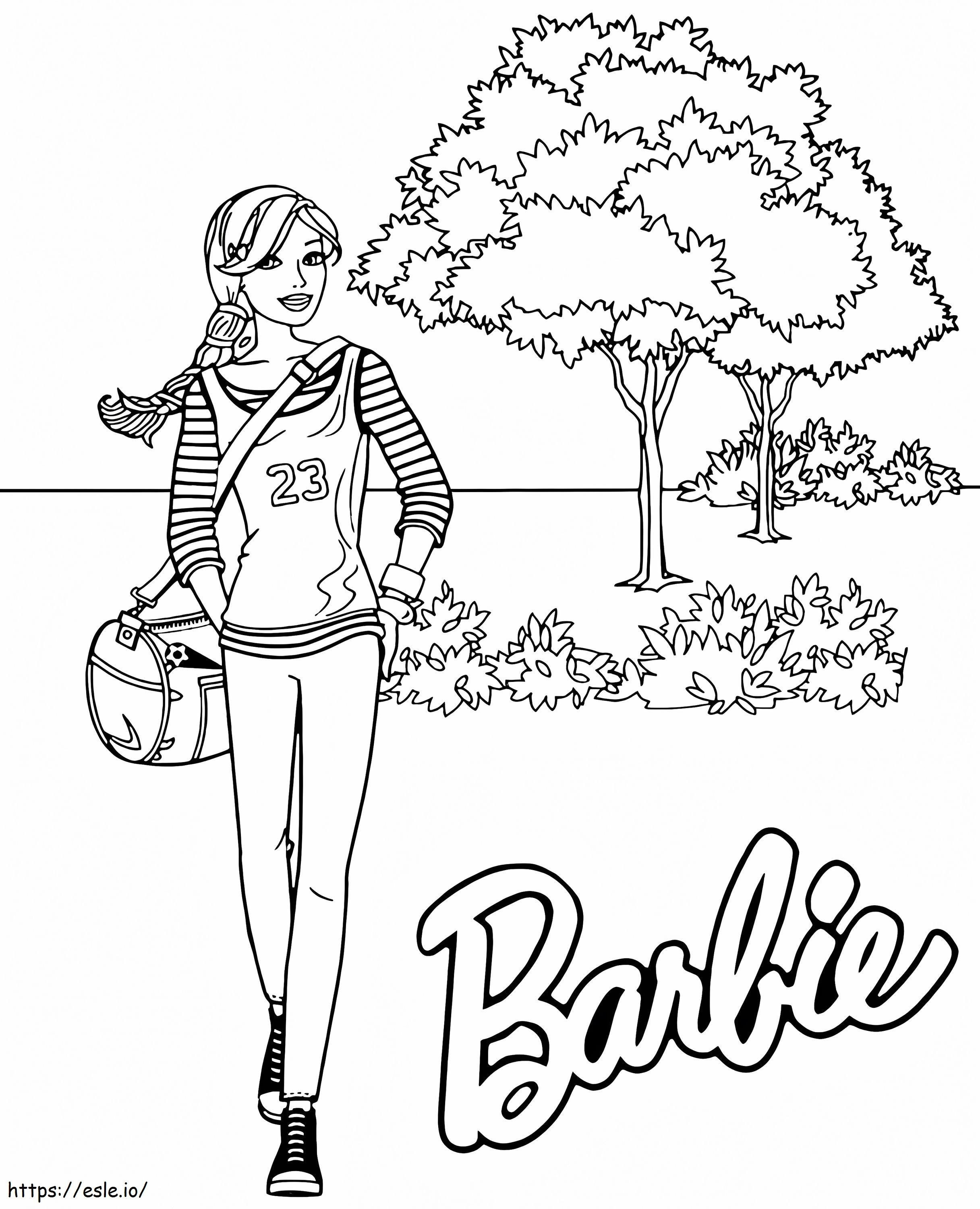 Coloriage Barbie marche à imprimer dessin