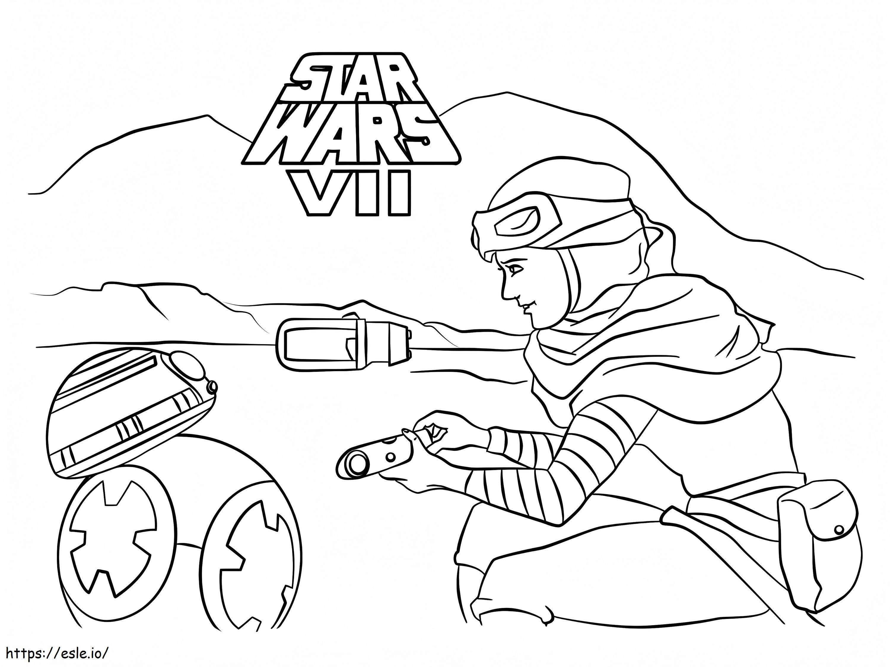 Rey en BB 8 uit Star Wars kleurplaat kleurplaat
