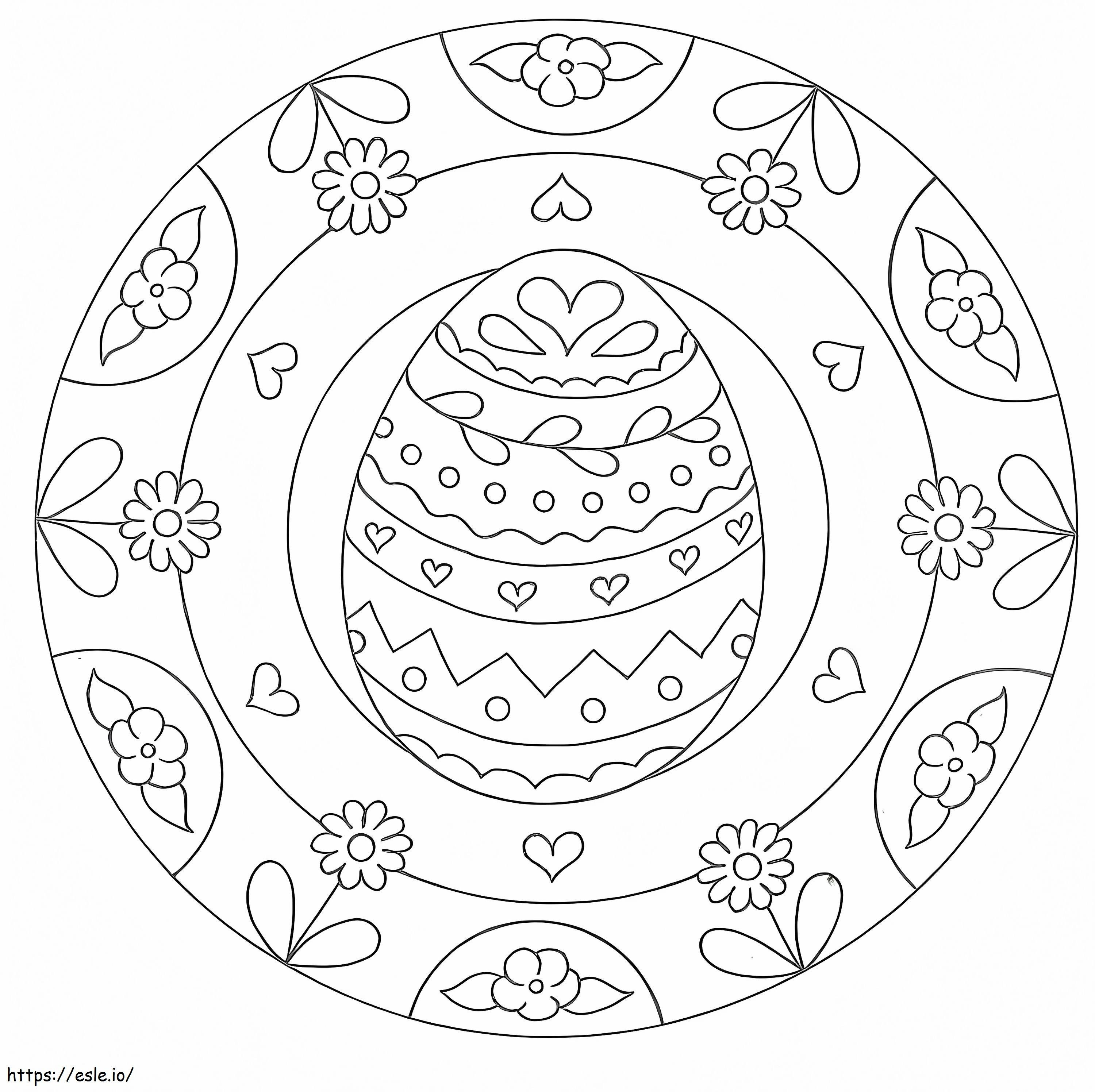 Coloriage Mandala de Pâques avec oeuf à imprimer dessin