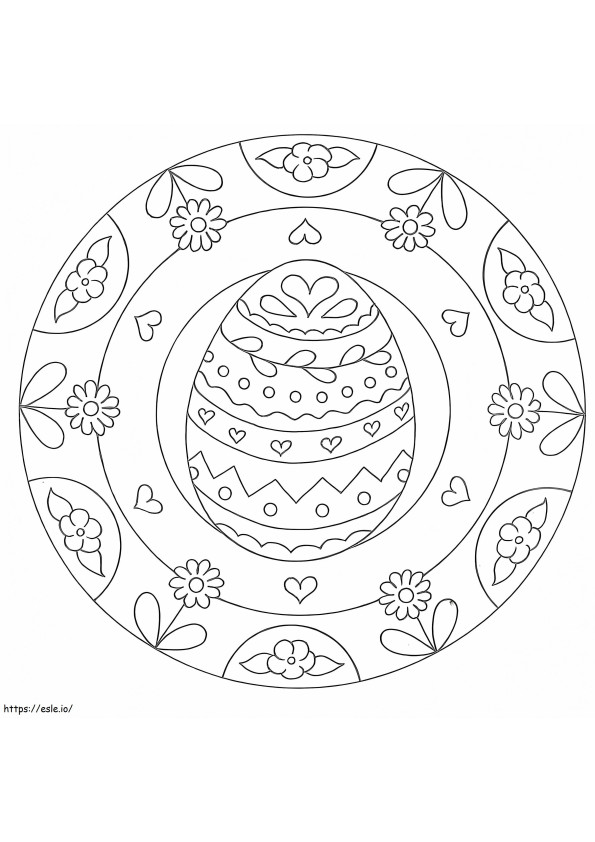 Coloriage Mandala de Pâques avec oeuf à imprimer dessin