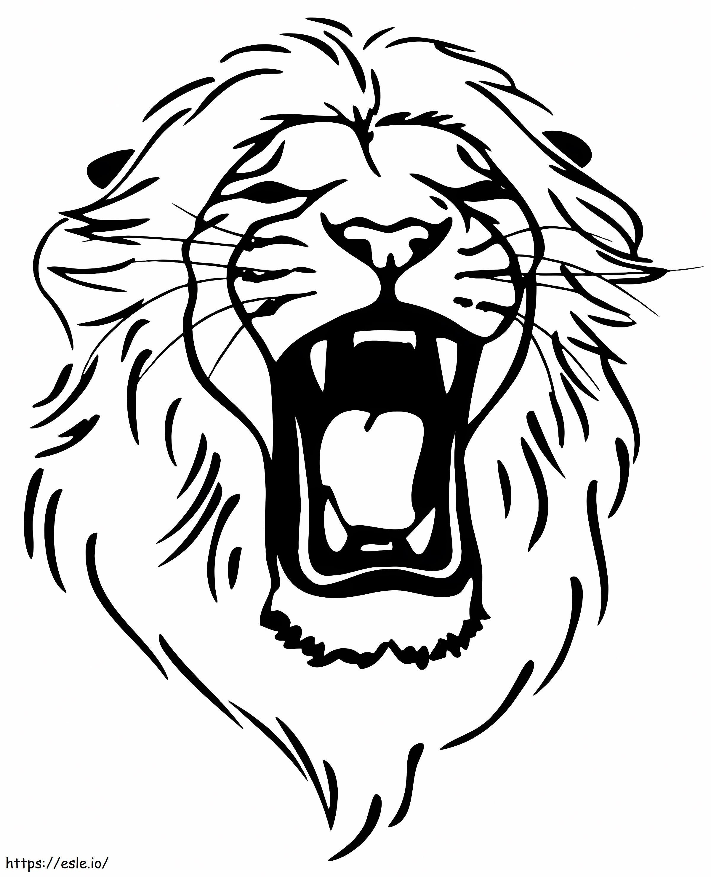 咆哮するライオンの顔 ぬりえ - 塗り絵