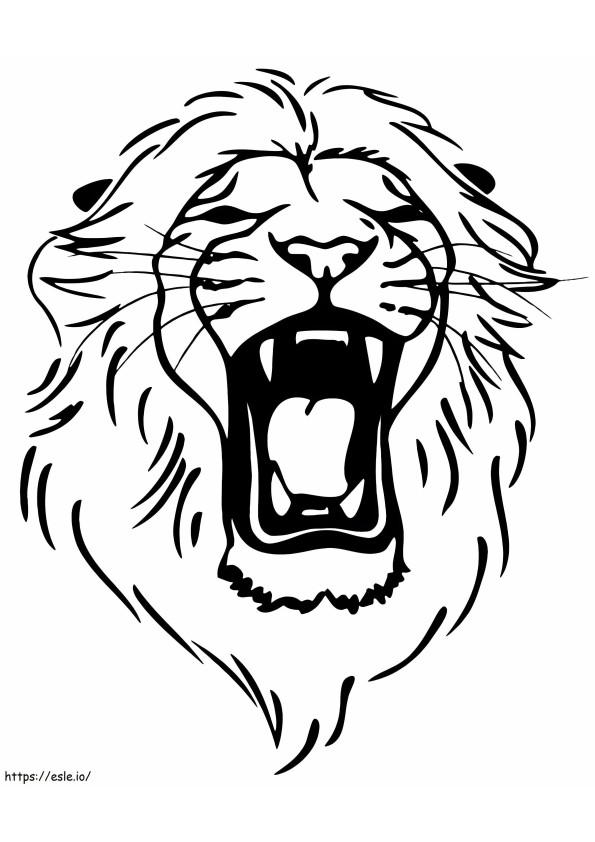 咆哮するライオンの顔 ぬりえ - 塗り絵