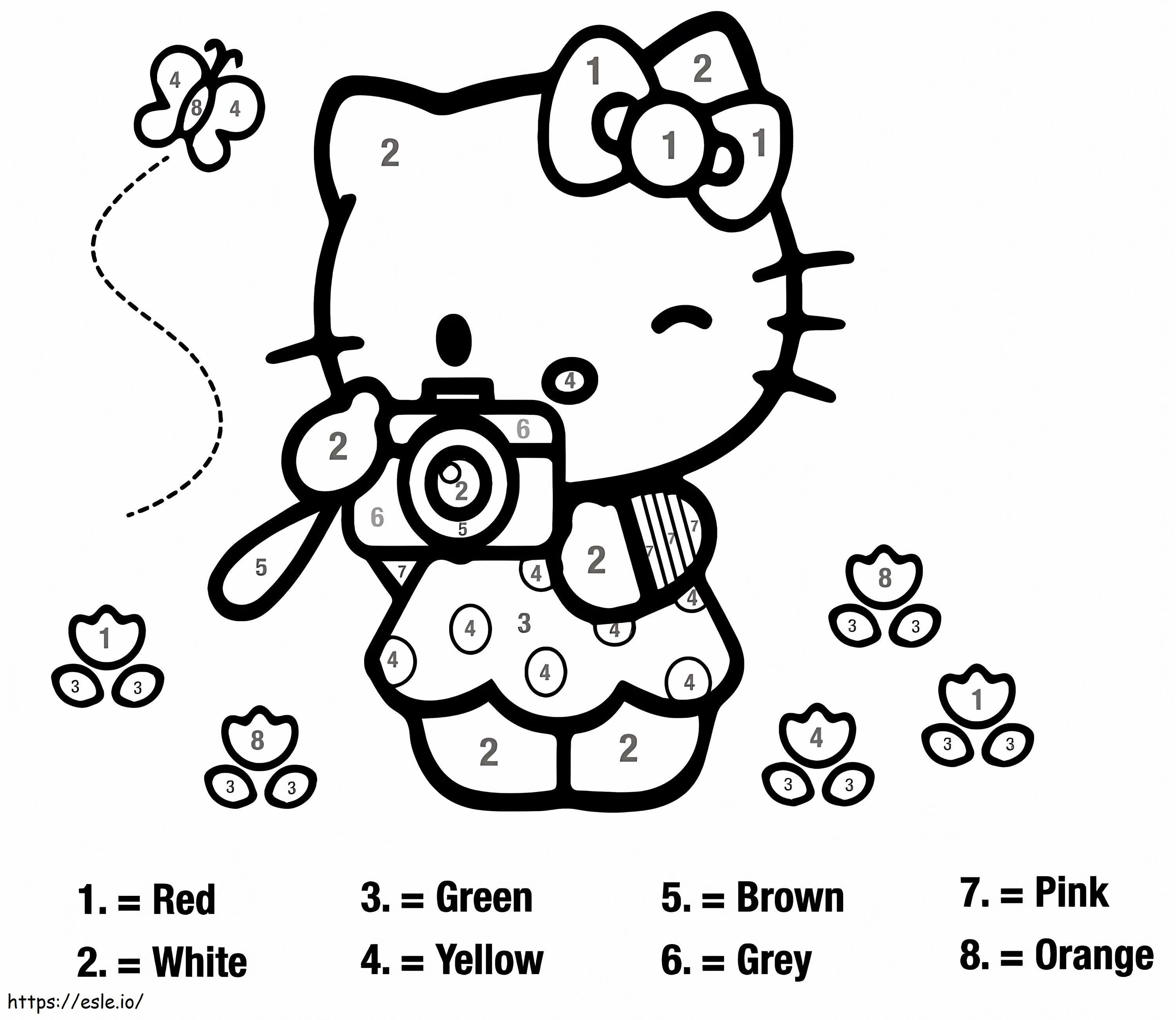 Colore Hello Kitty stampabile per numero da colorare