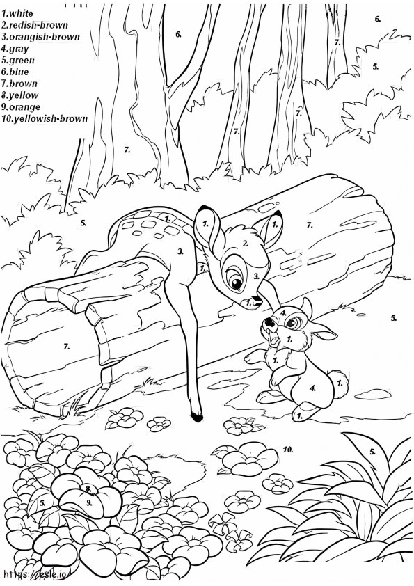 Coloriage Disney Bambi Couleur Par Numéro à imprimer dessin