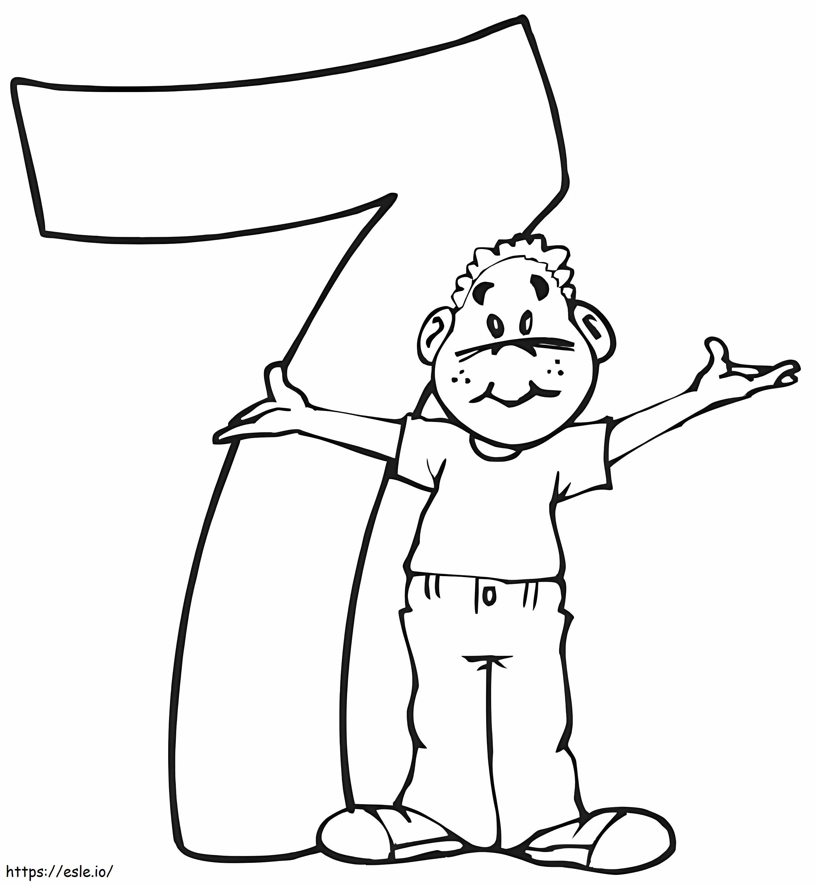 Boy And Number 7 coloring page