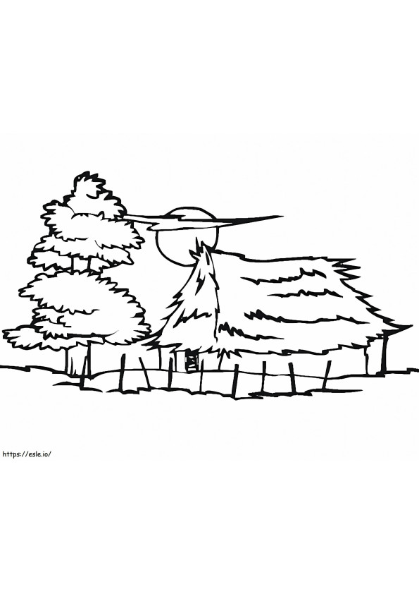 House In Village coloring page