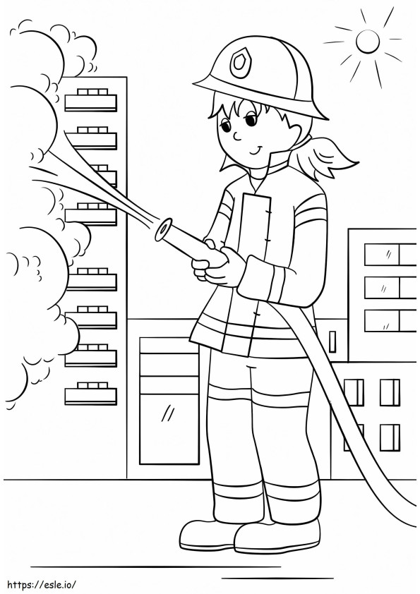 Girl Firefighter coloring page