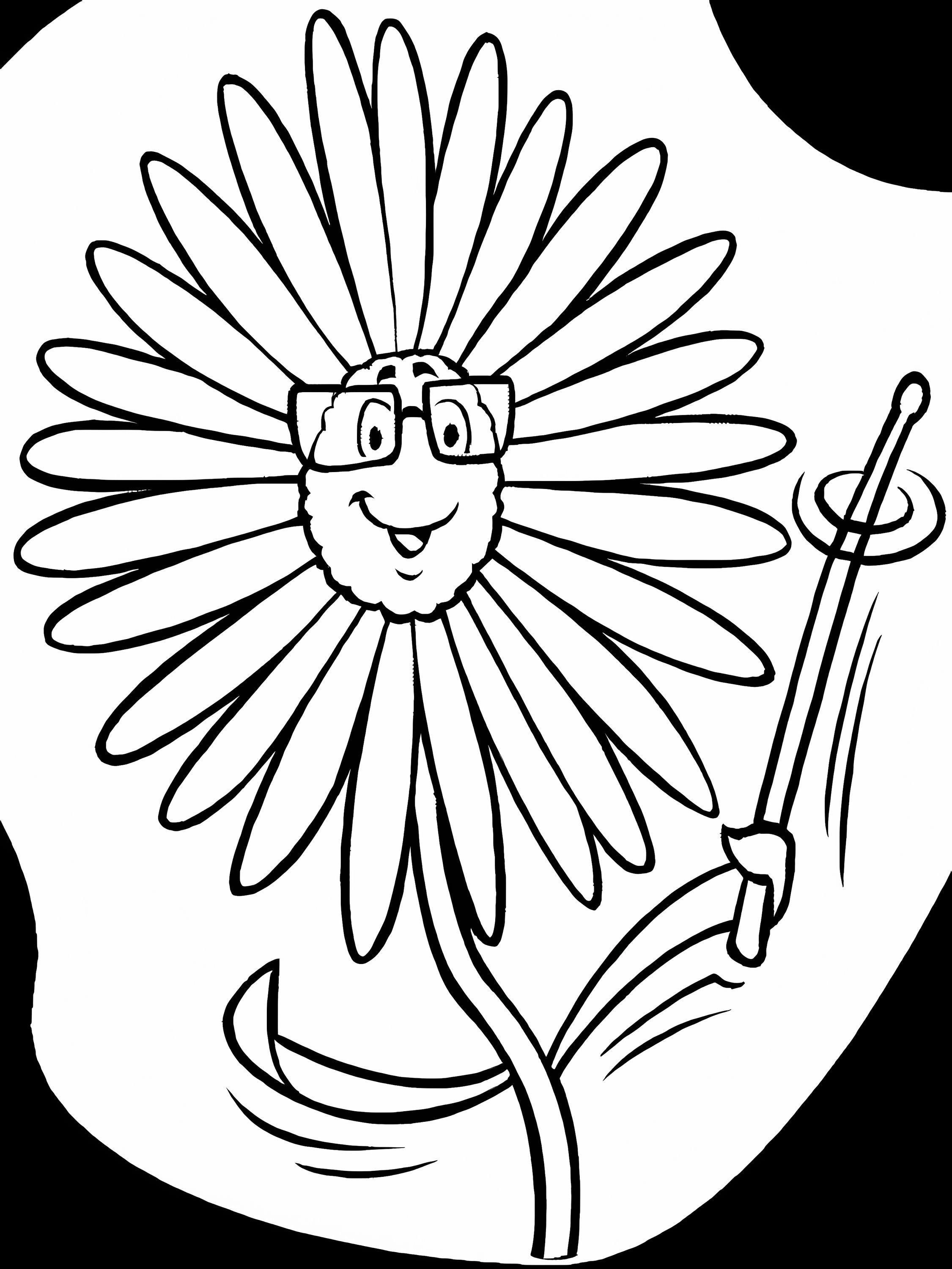 Coloriage Marguerite de dessin animé avec des lunettes à imprimer dessin