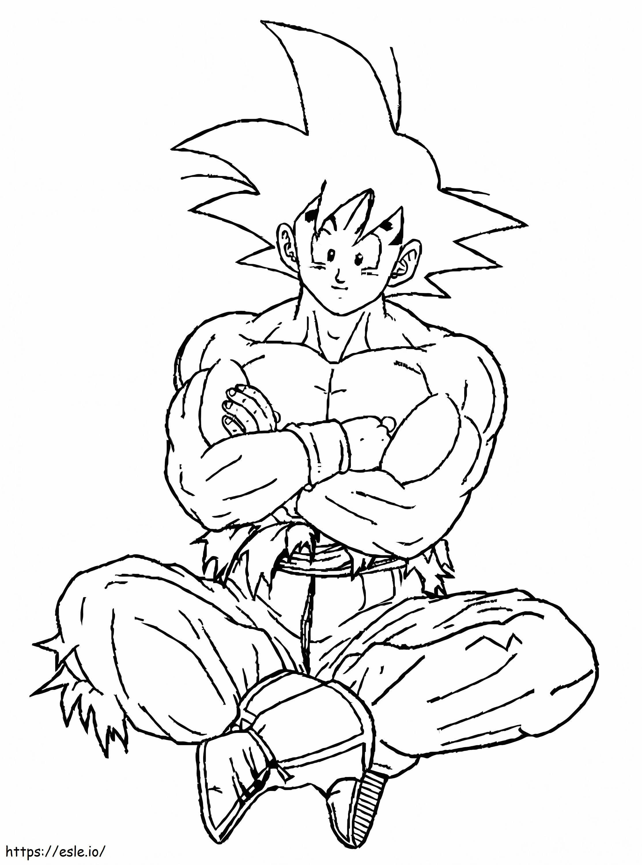 Son Goku istuu värityskuva