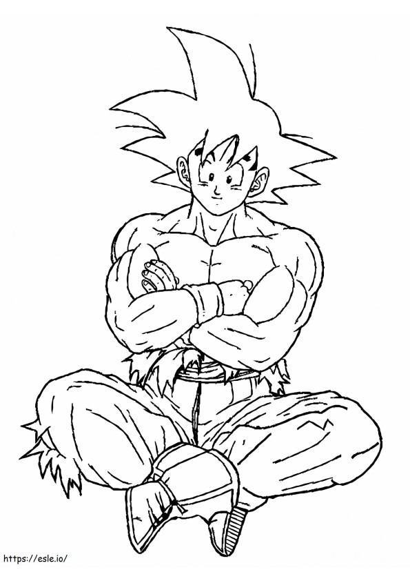 Coloriage Son Goku assis à imprimer dessin