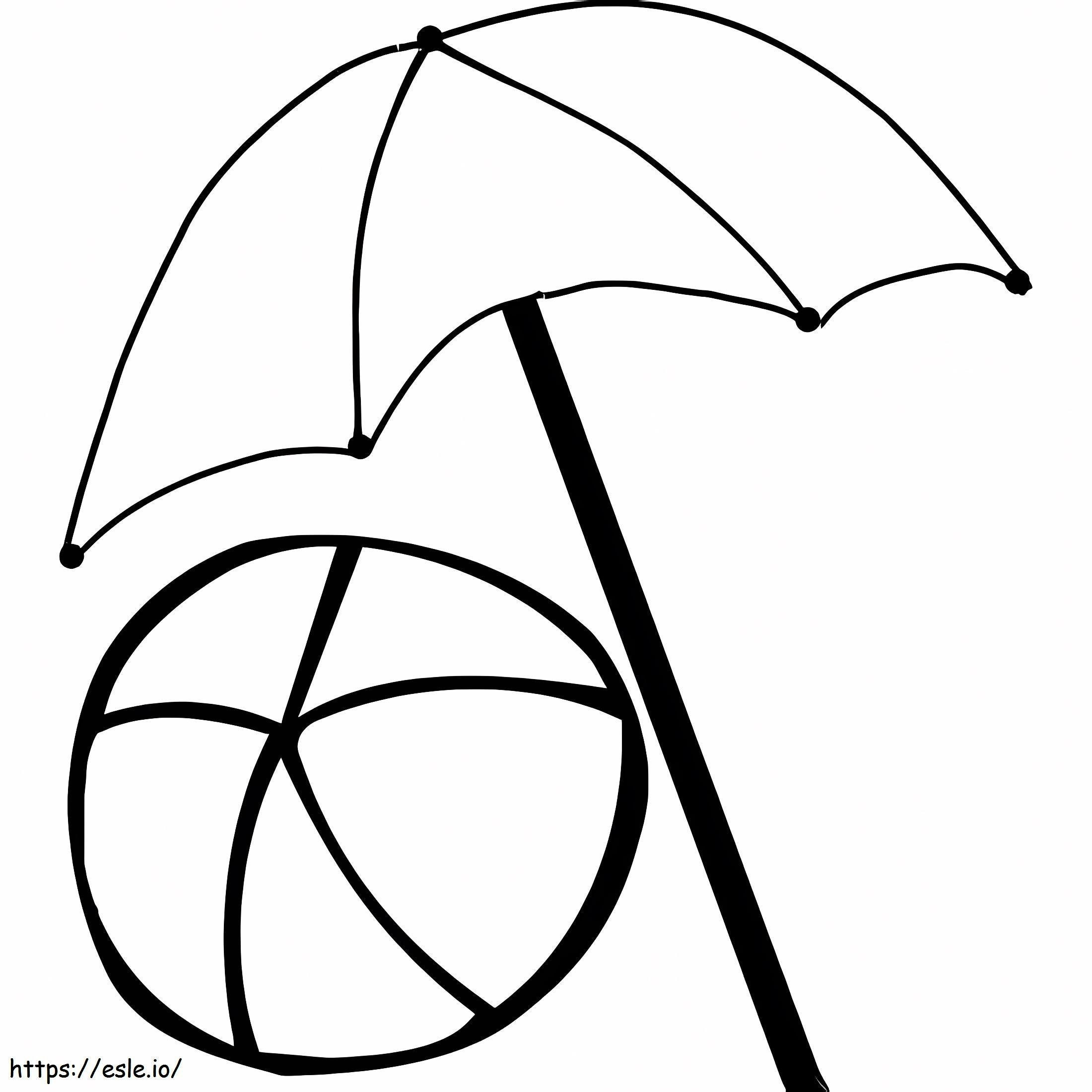 Rantapallo sateenvarjolla värityskuva