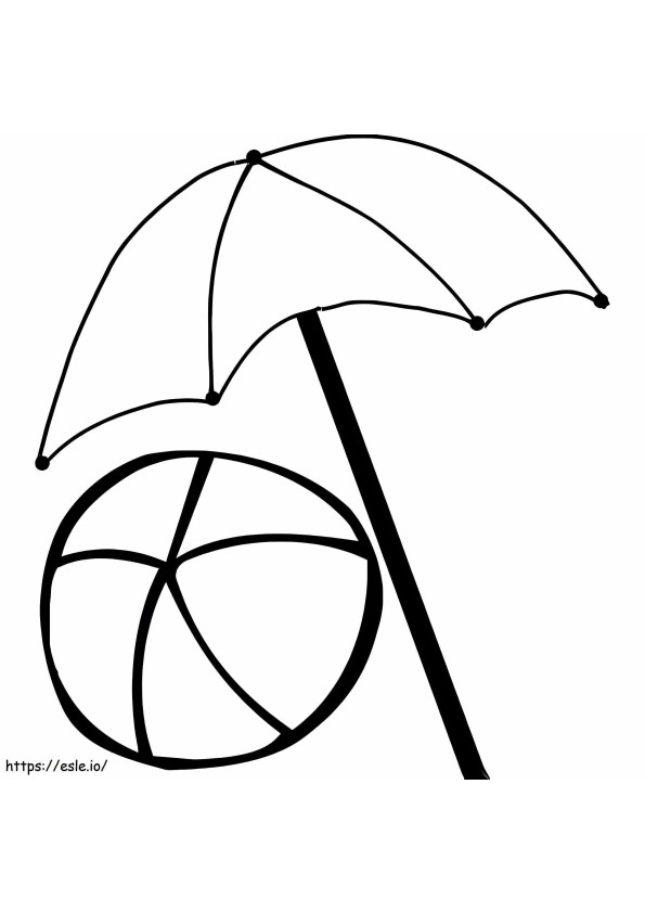 Strandbal Met Paraplu kleurplaat