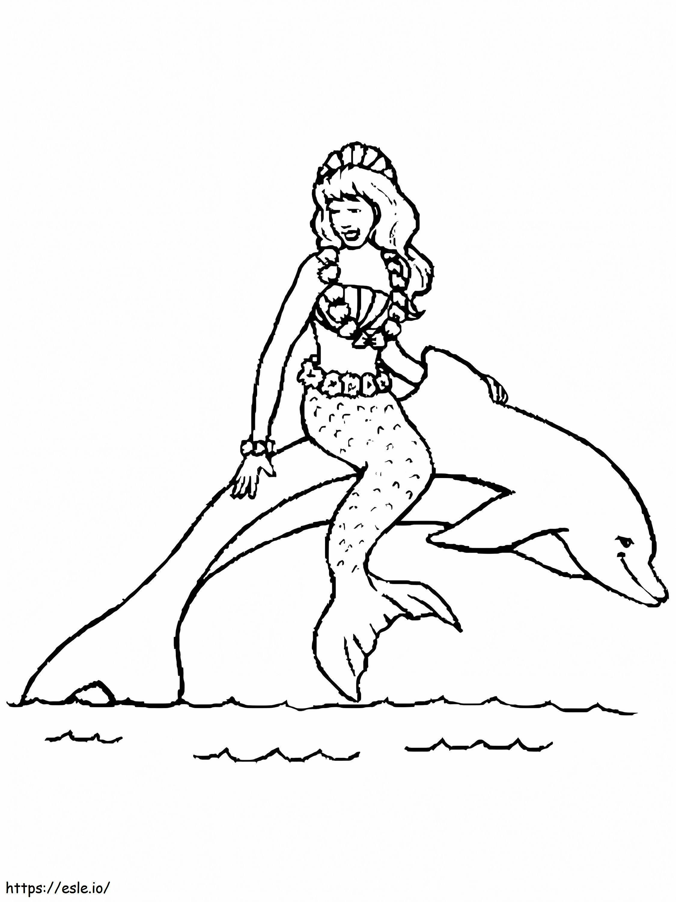Mermaid Rides Lumba-lumba Gambar Mewarnai