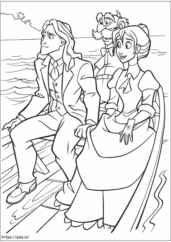 Tarzan e Jane Professor Arquimedes Q. Porter no barco para colorir