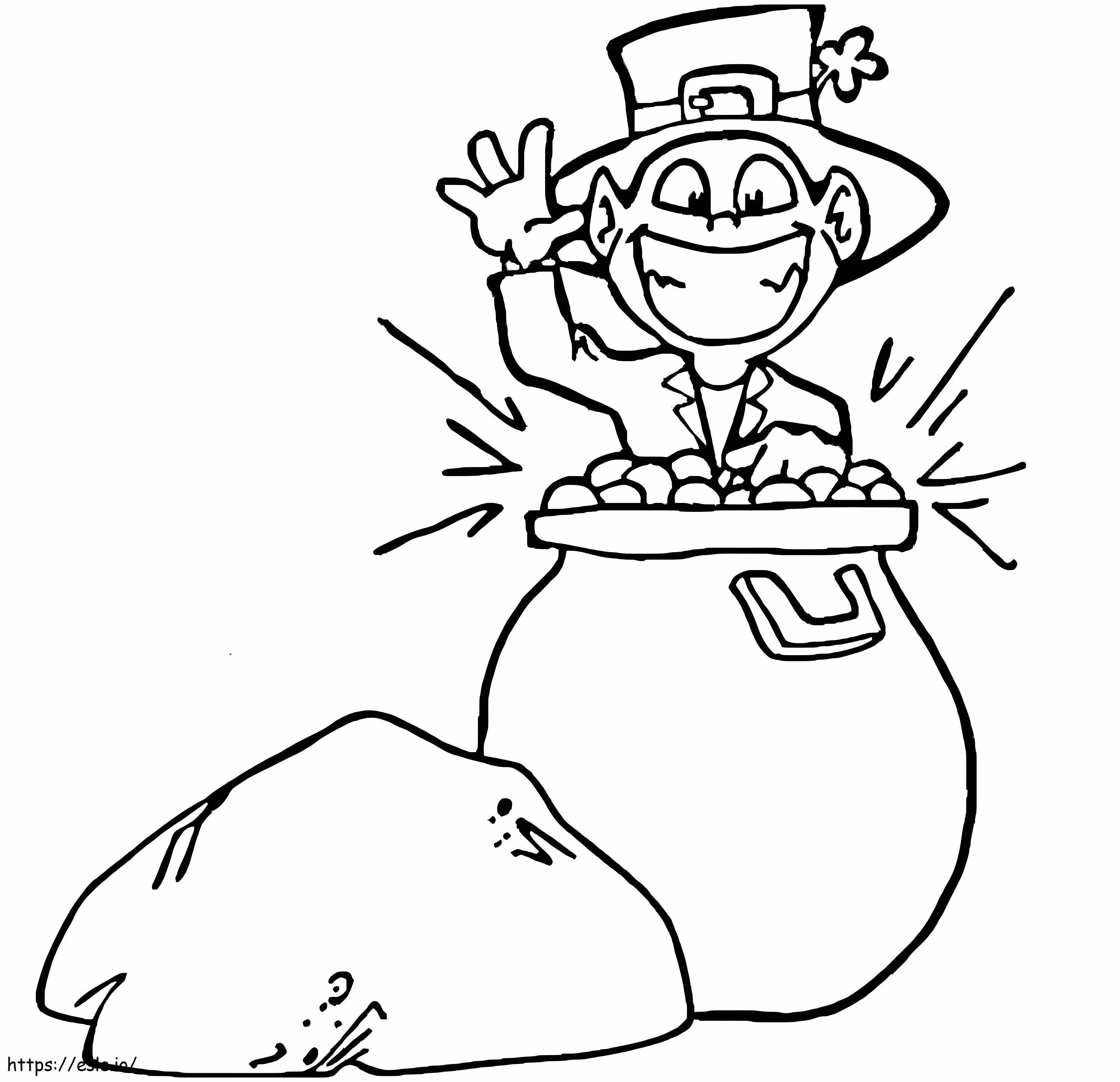 Leprechaun In Pot Of Gold coloring page