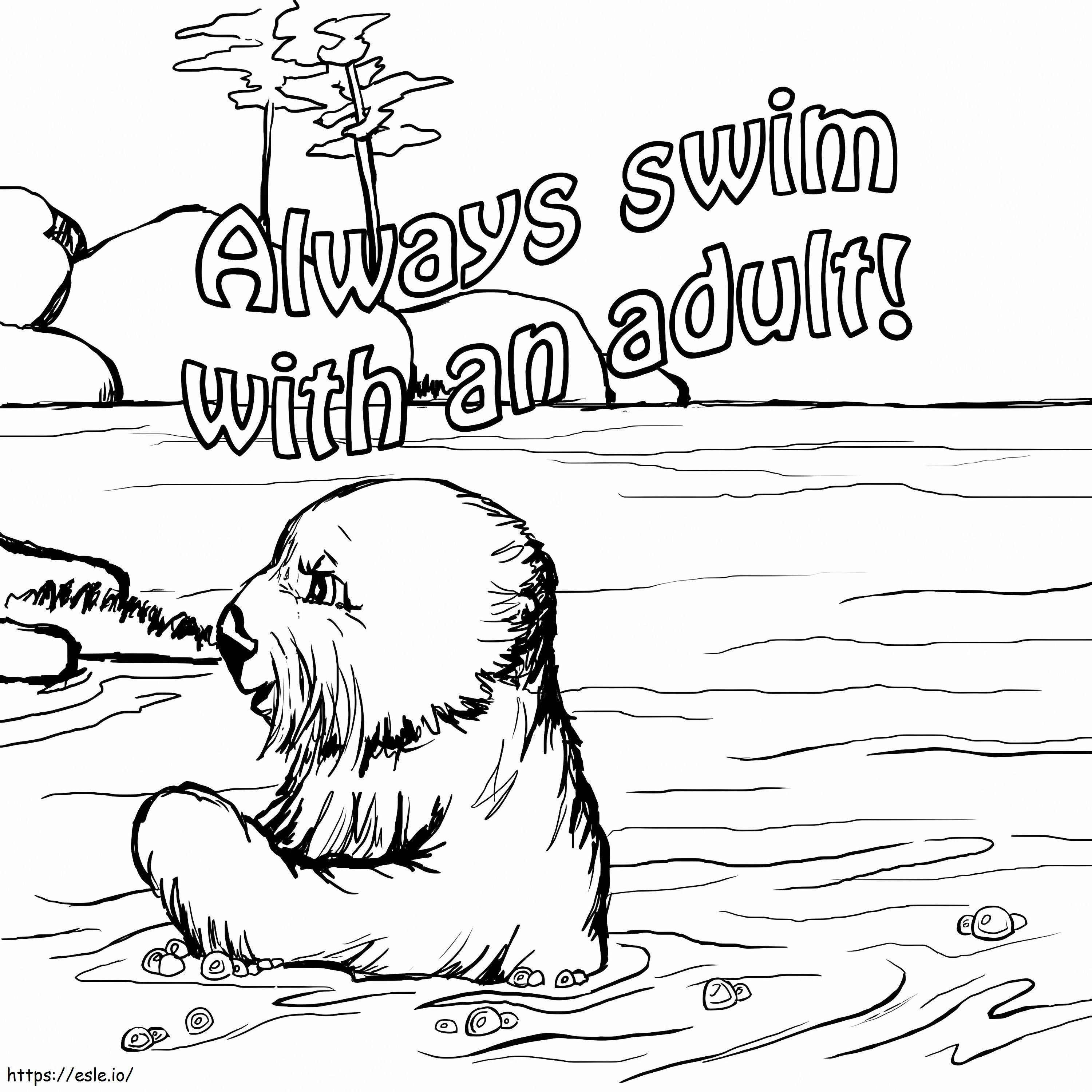 Always Swim With An Adult coloring page