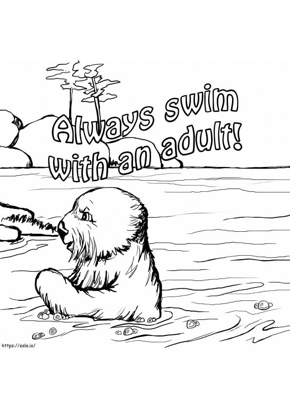 Always Swim With An Adult coloring page