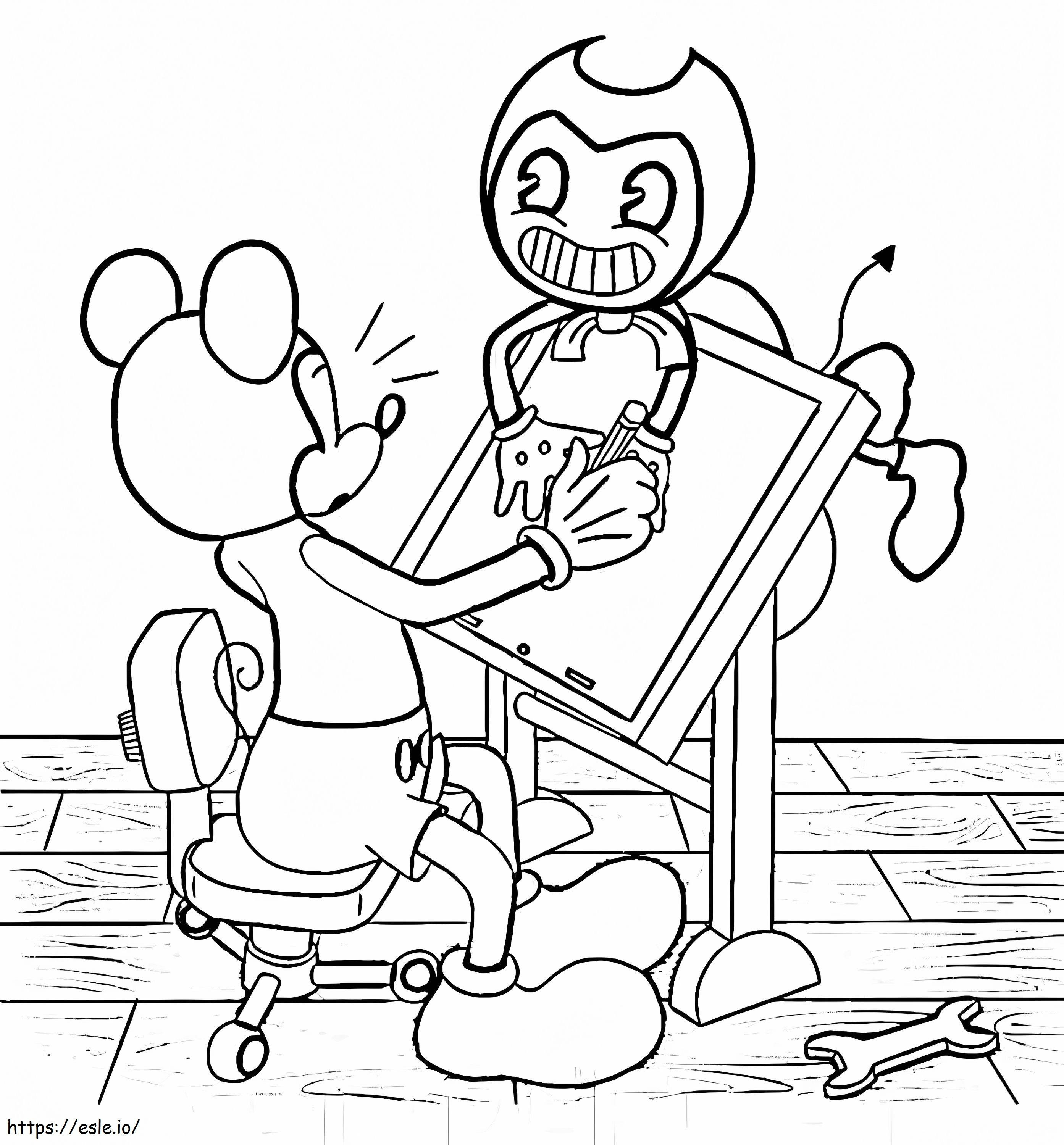 Mickey And Bendy coloring page