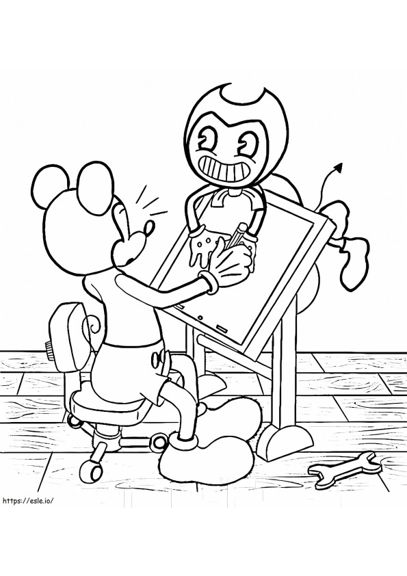 Mickey e Bendy para colorir