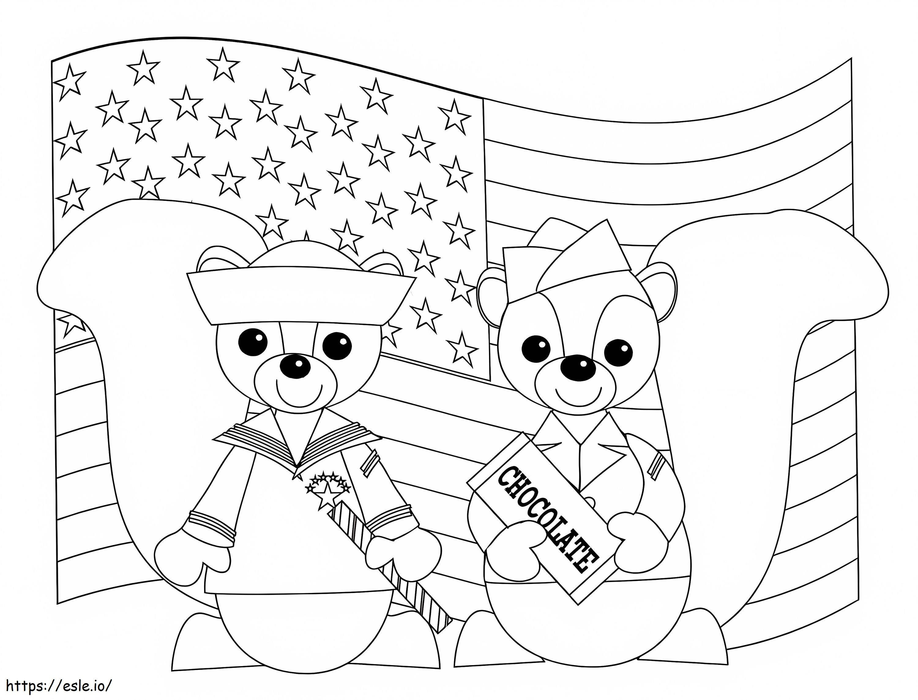 Two Squirrels On Veterans Day coloring page