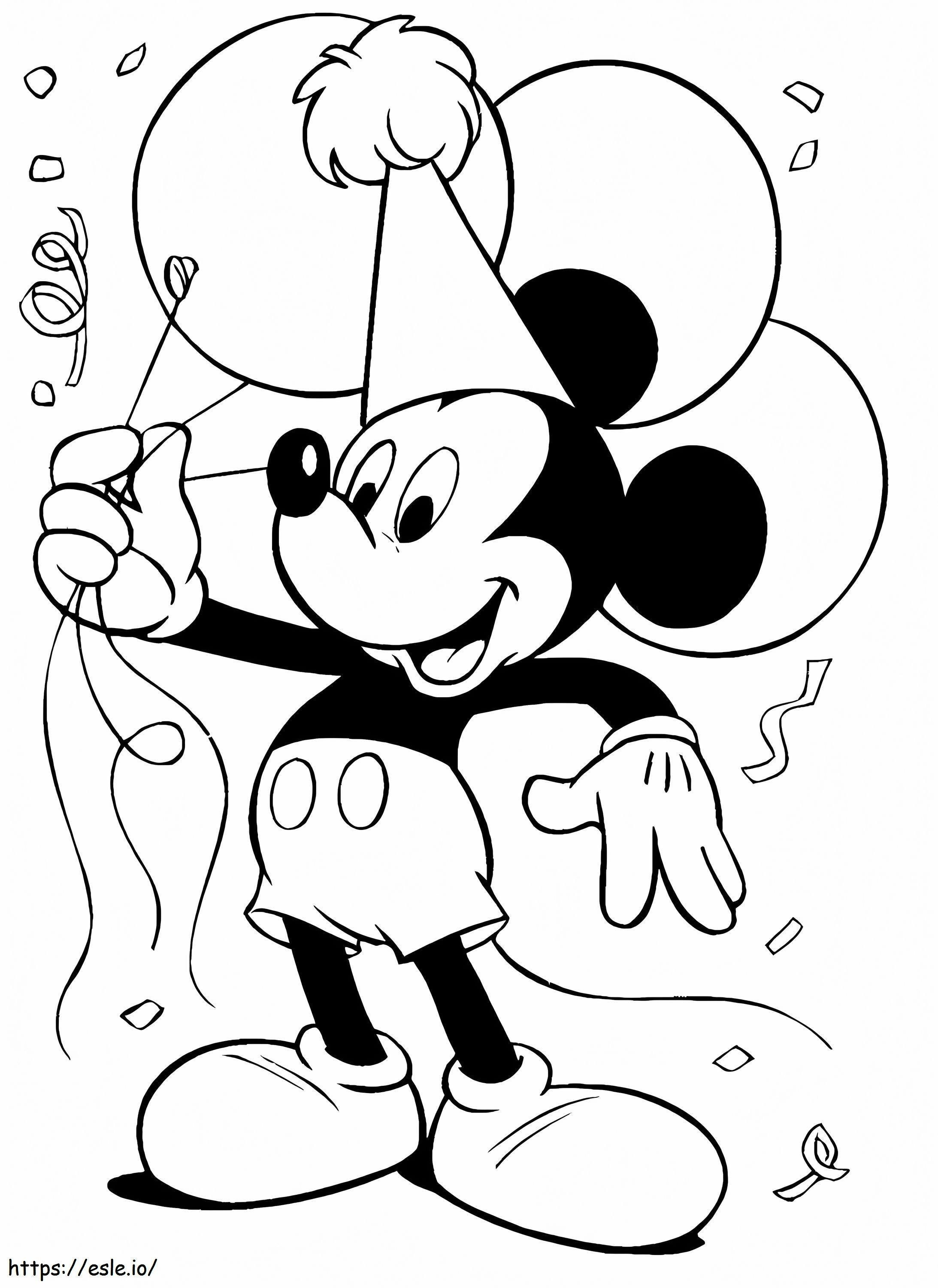 Mickey Mouse e balão para colorir