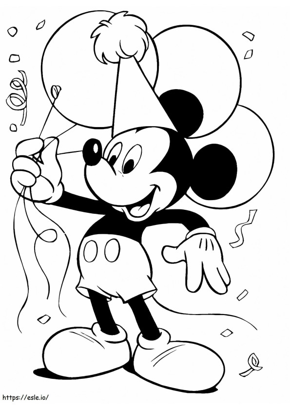 Mickey Mouse en ballon kleurplaat