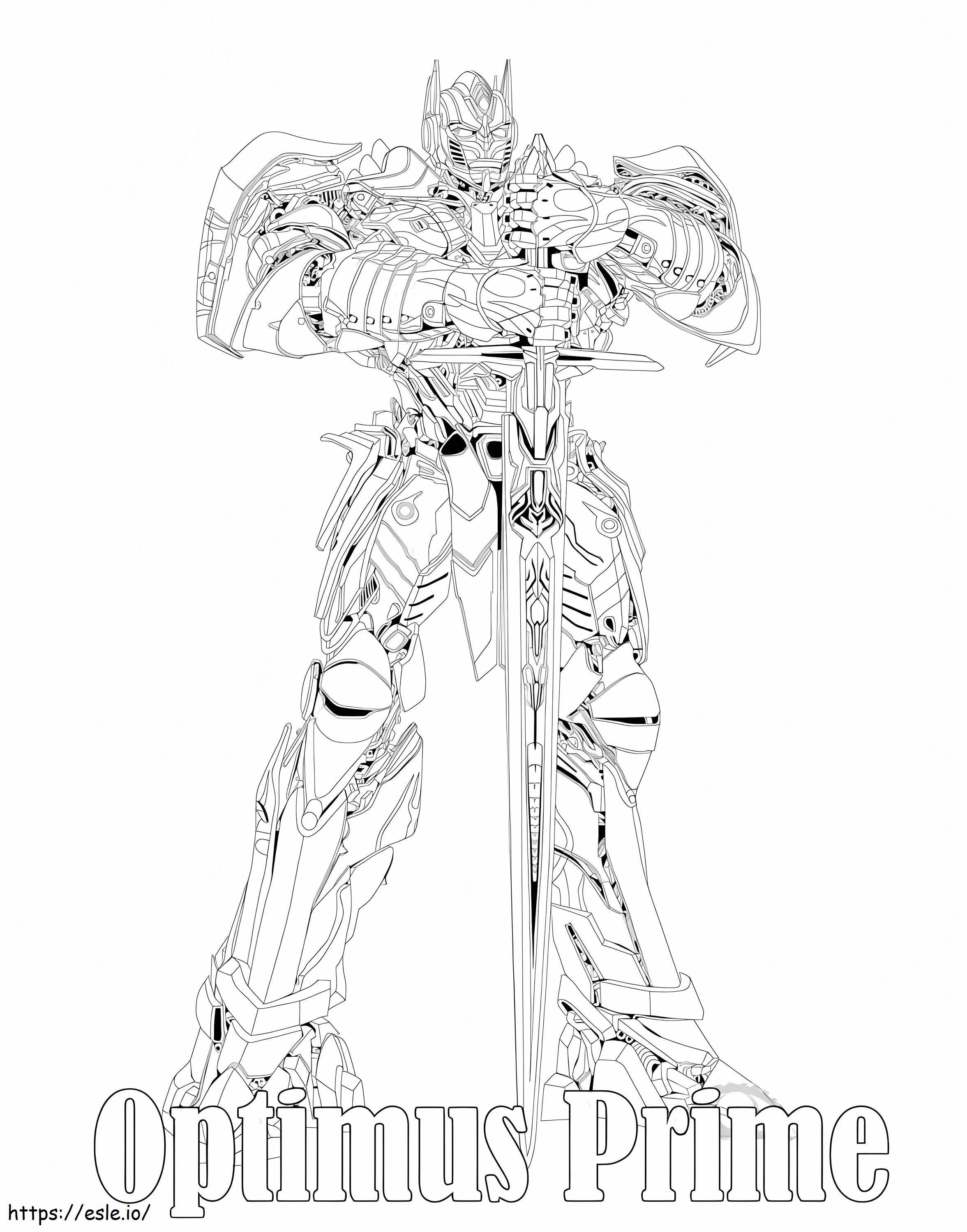 Optimus Prime trzymający miecz kolorowanka