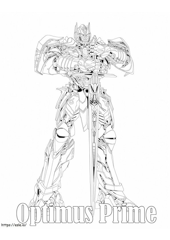 Optimus Prime sosteniendo la espada para colorear