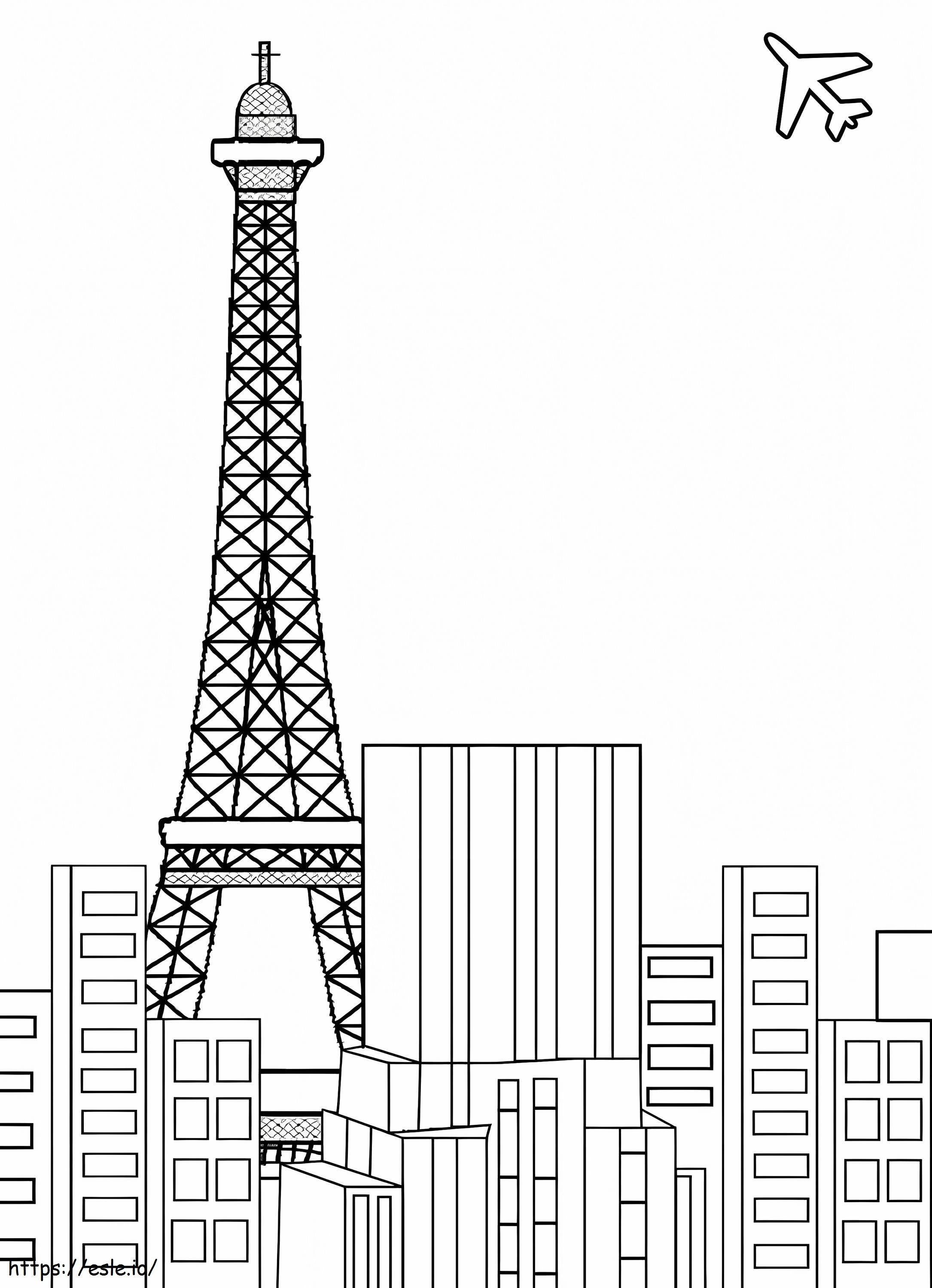 Eiffeltoren In De Stad kleurplaat kleurplaat
