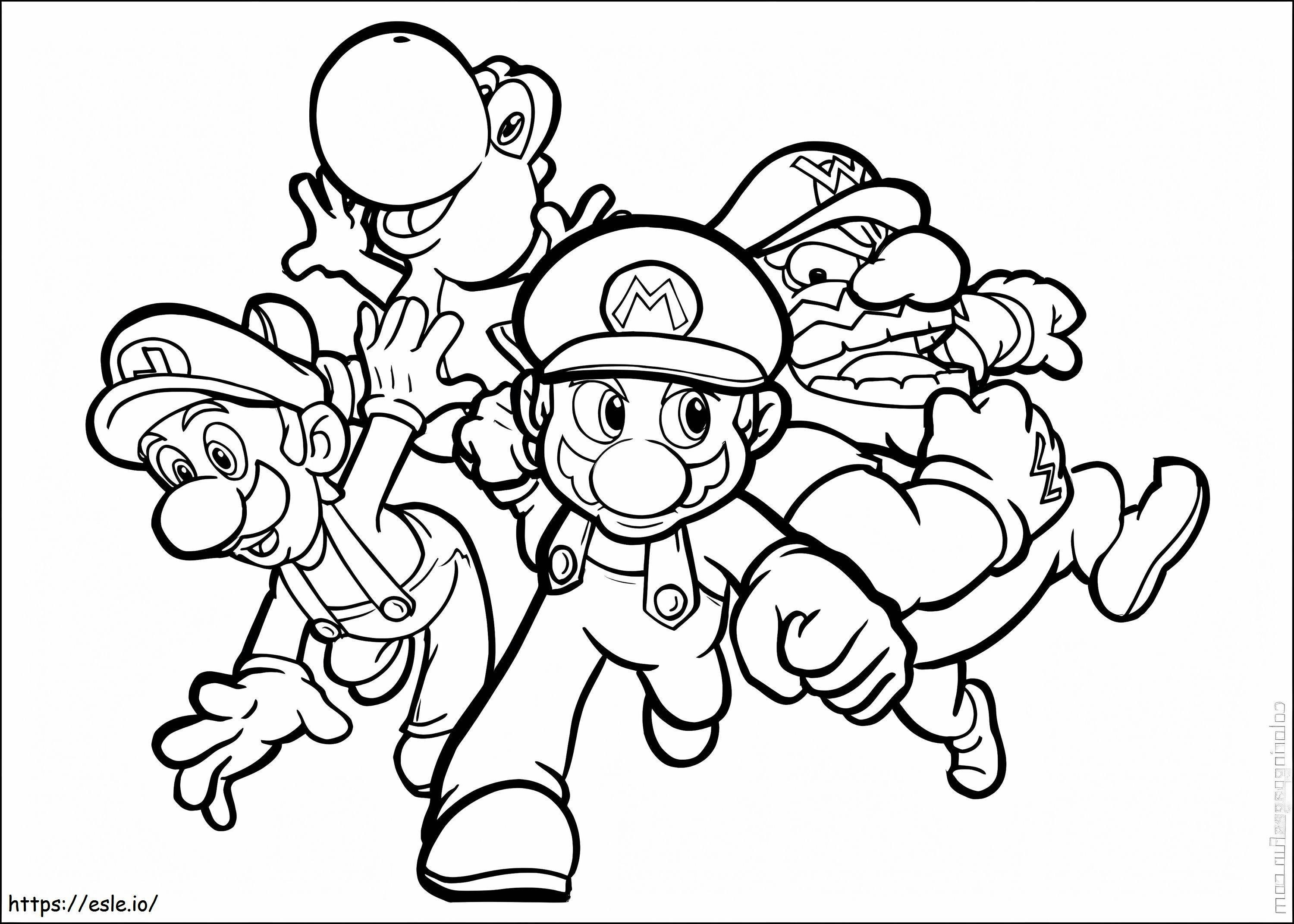 Coloriage Luigi et ses amis en cours d'exécution à imprimer dessin