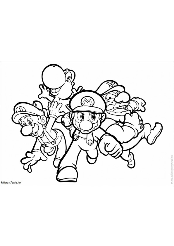Luigi ja ystävät juoksevat värityskuva