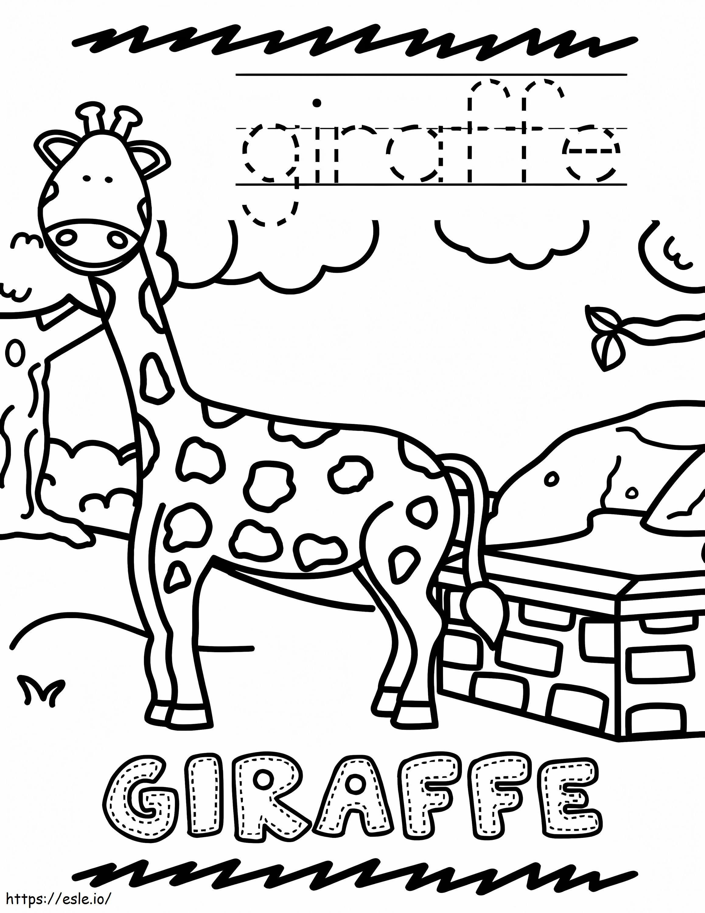 Girafa no zoológico para colorir