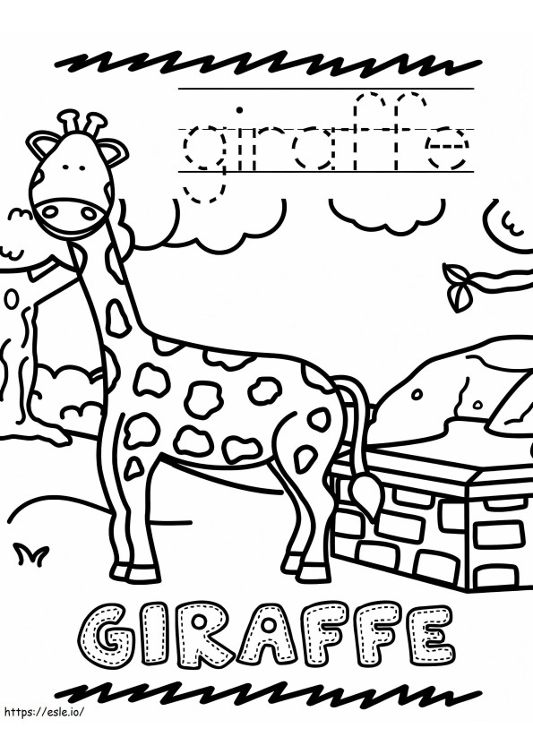 Girafa no zoológico para colorir