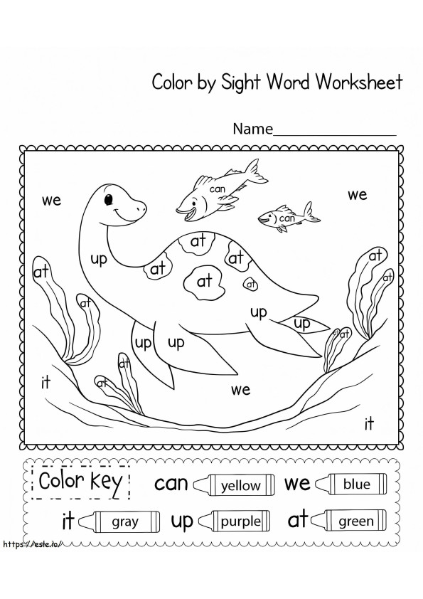 Dinosaur Sight Words coloring page