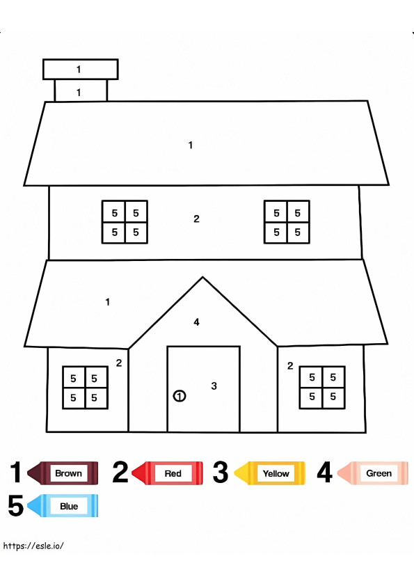 Coloriage Couleur par numéro d'une grande maison à imprimer dessin