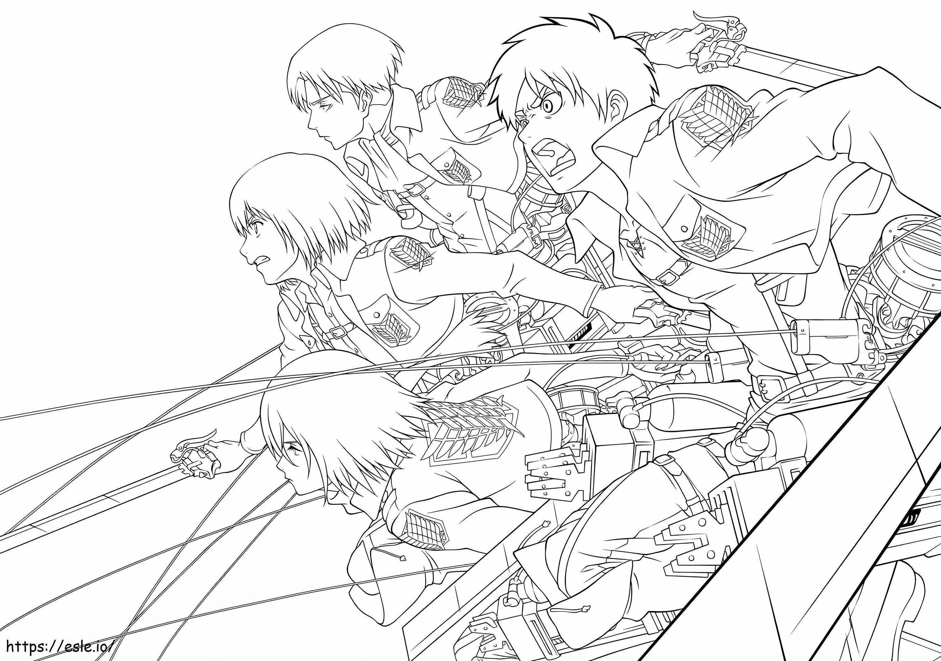 Levi And The Titan Battle Team coloring page
