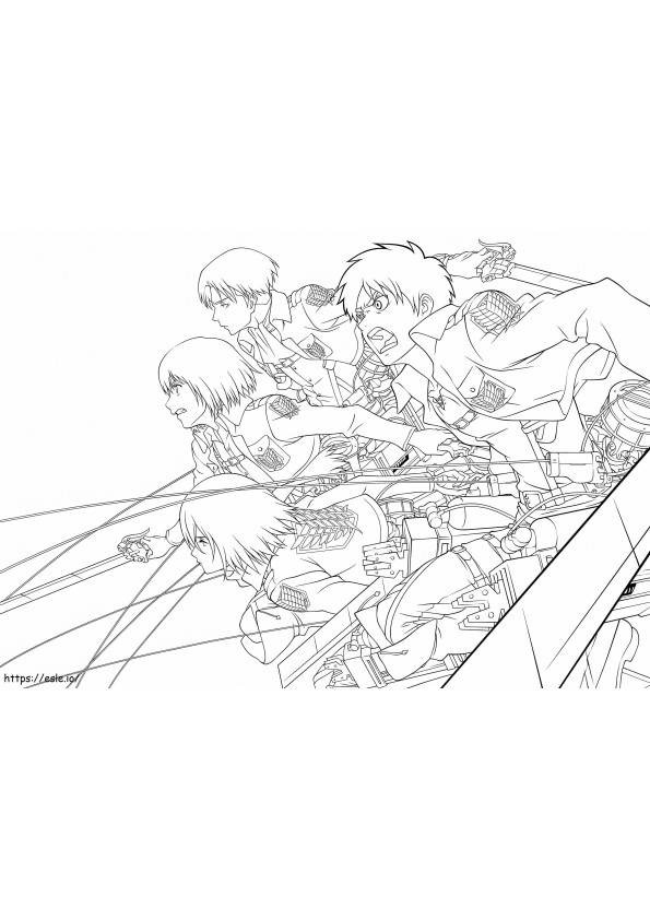 Levi And The Titan Battle Team coloring page