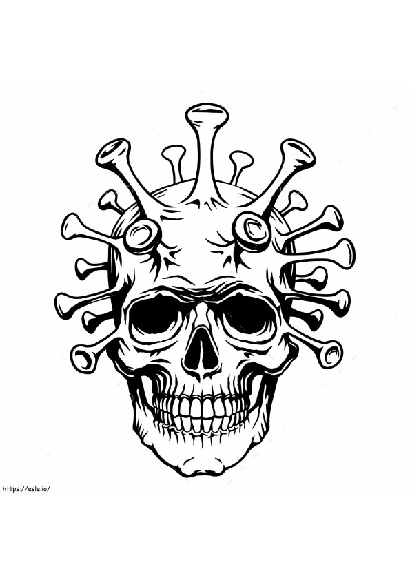 Coloriage Crâne de coronavirus à imprimer dessin