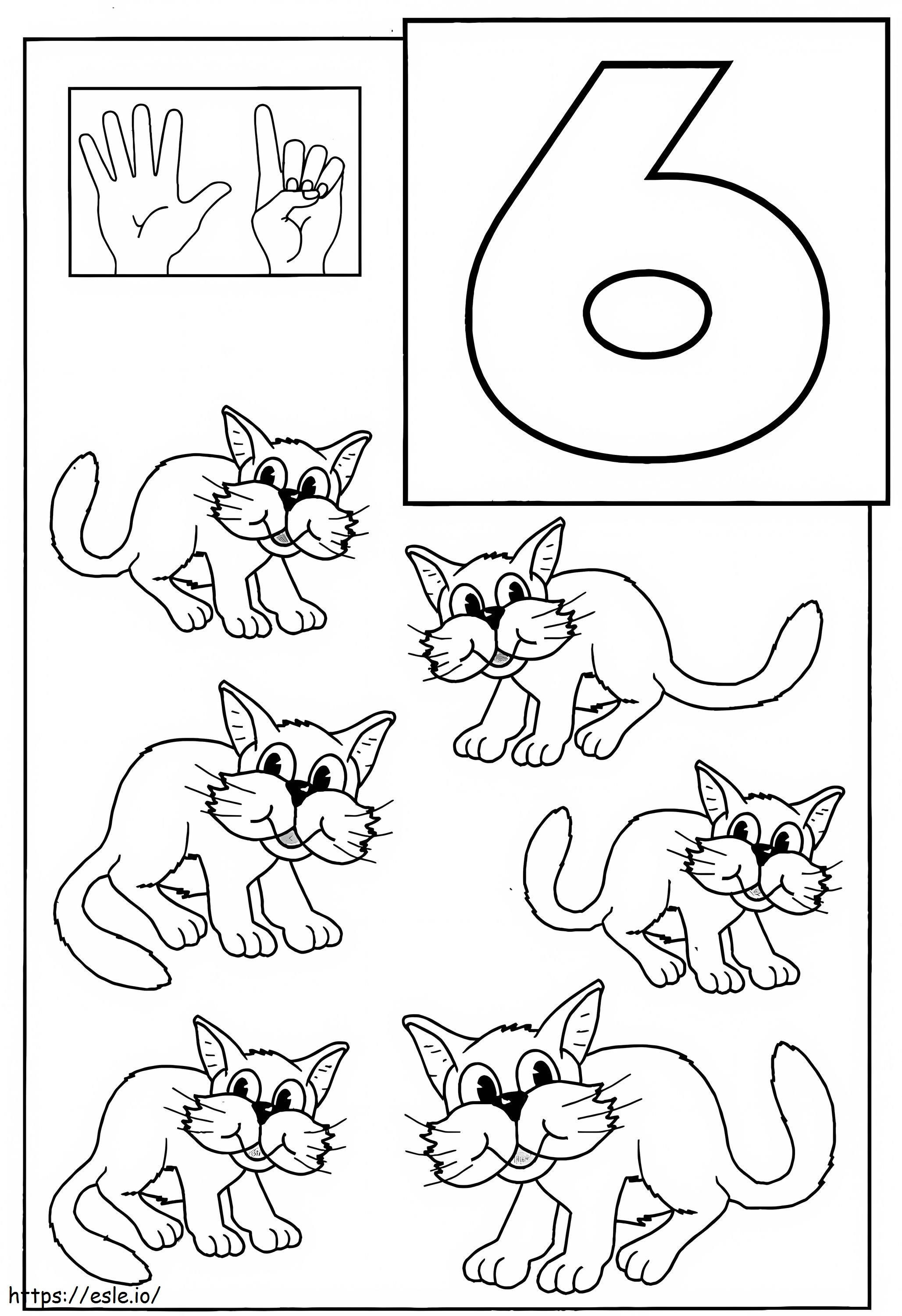 Katze Nummer sechs und sechs ausmalbilder