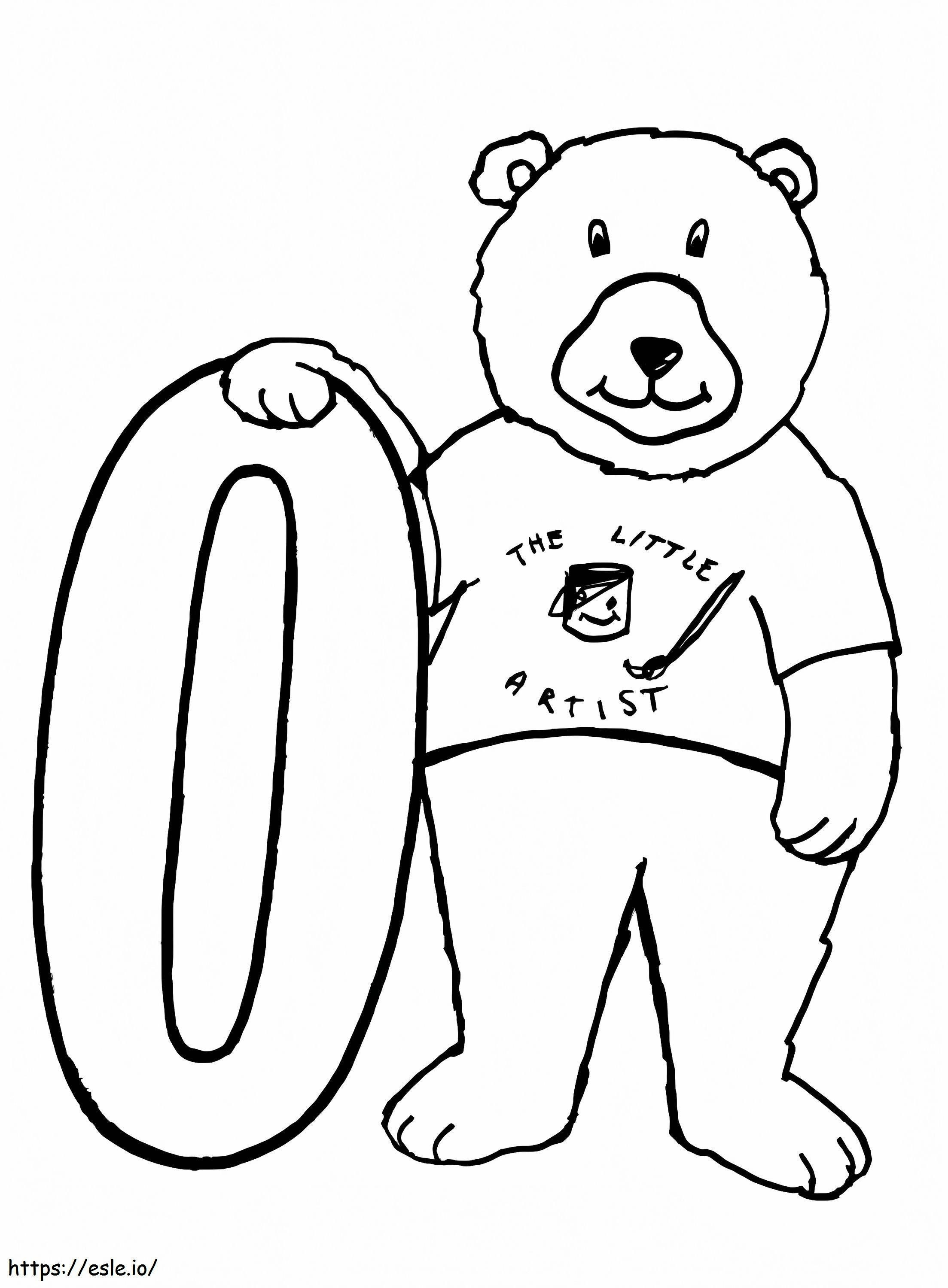 Ursul și numărul 0 de colorat