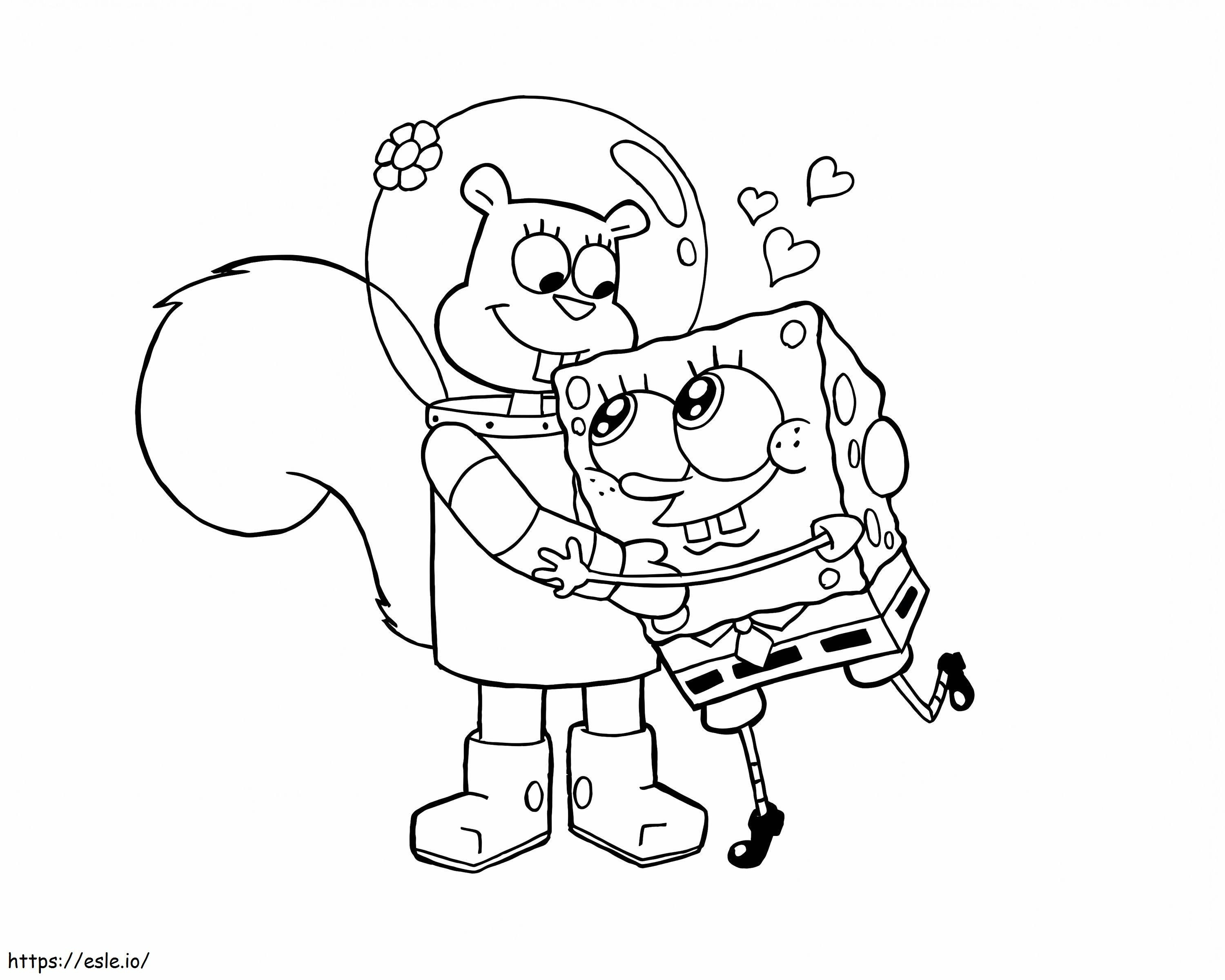 Sandy Cheeks And Spongebob coloring page
