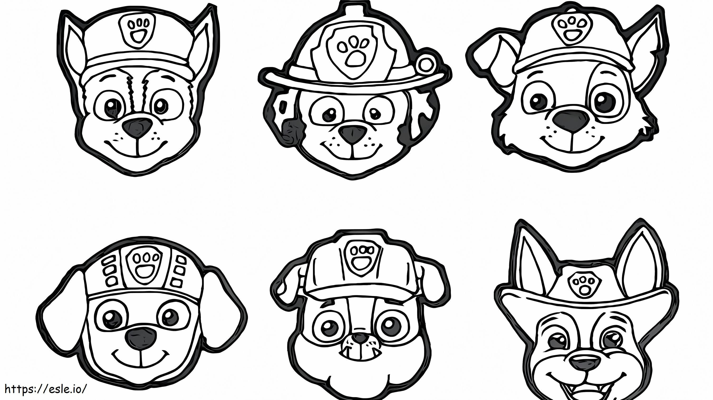 Cabeça de personagens da Patrulha Canina para colorir