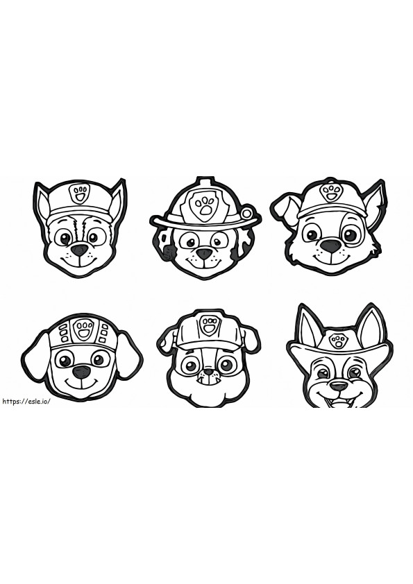 Paw Patrol karakters hoofd kleurplaat kleurplaat