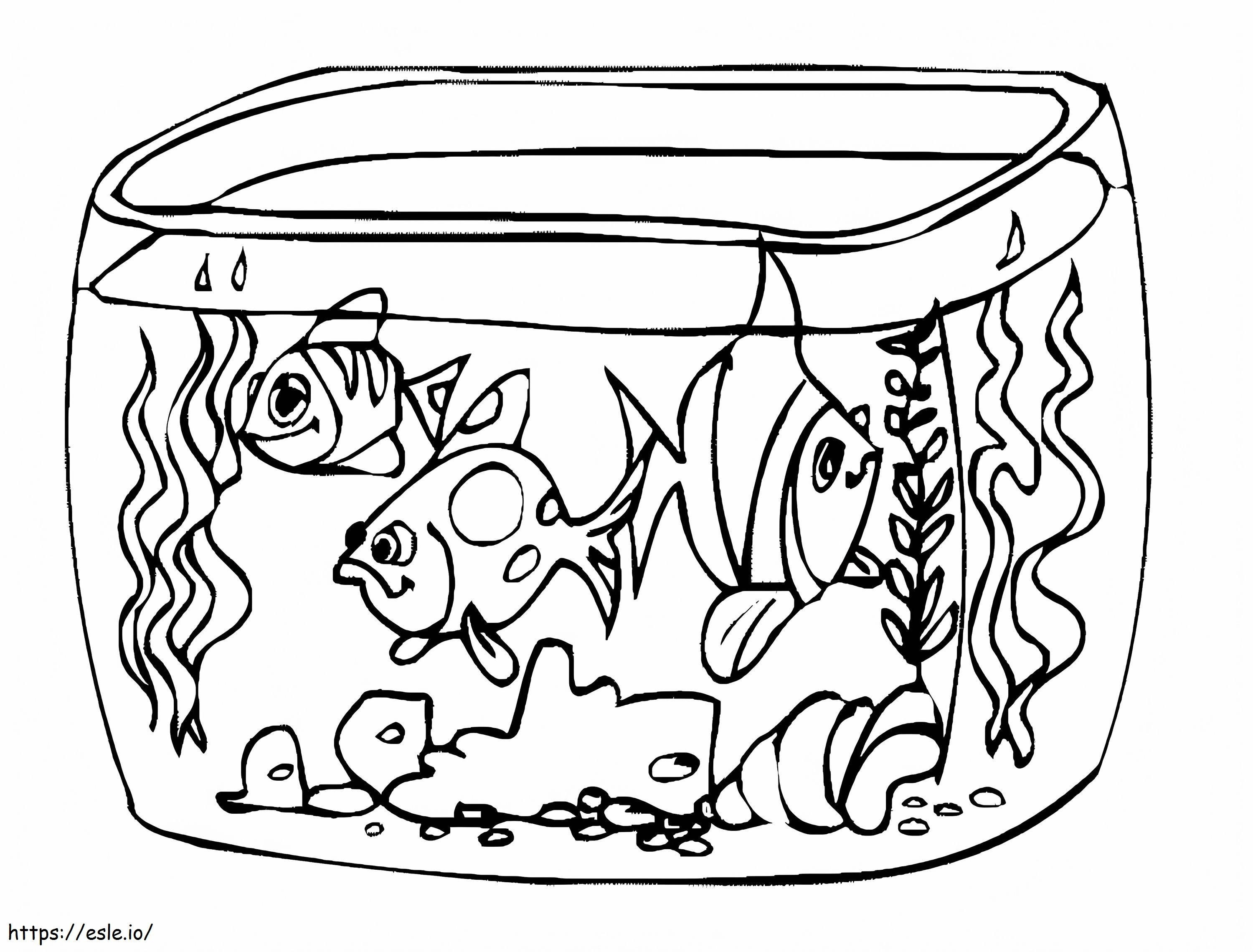 金魚鉢水族館 ぬりえ - 塗り絵