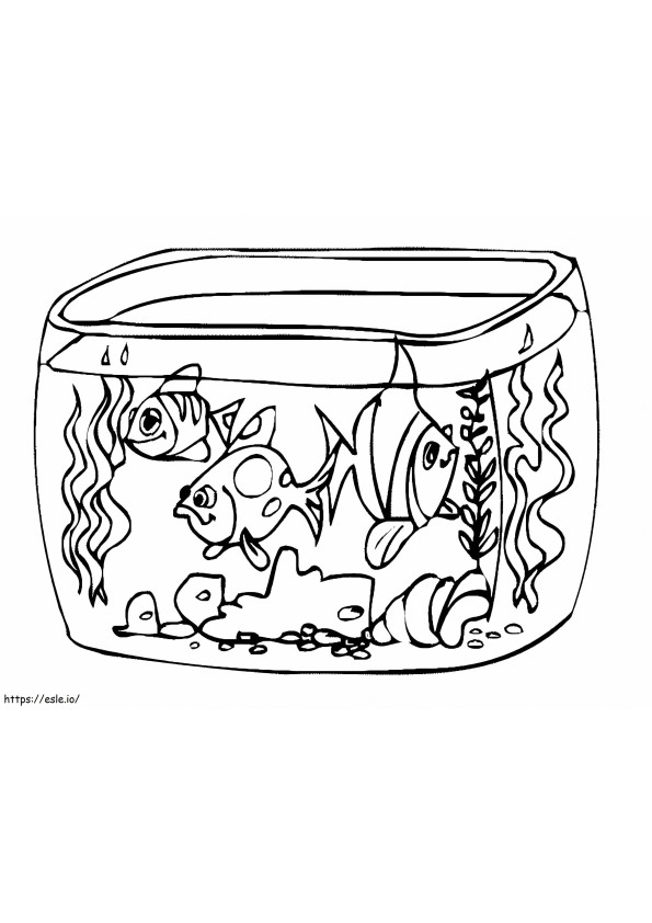 Coloriage Aquarium bocal à poissons à imprimer dessin