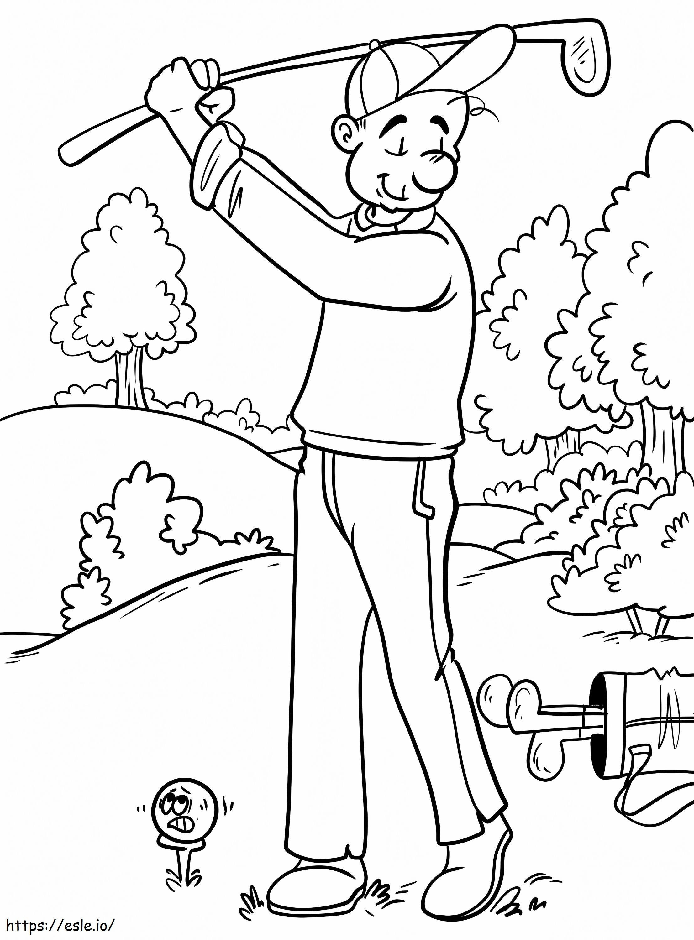 Coloriage Golfeur jouant à imprimer dessin