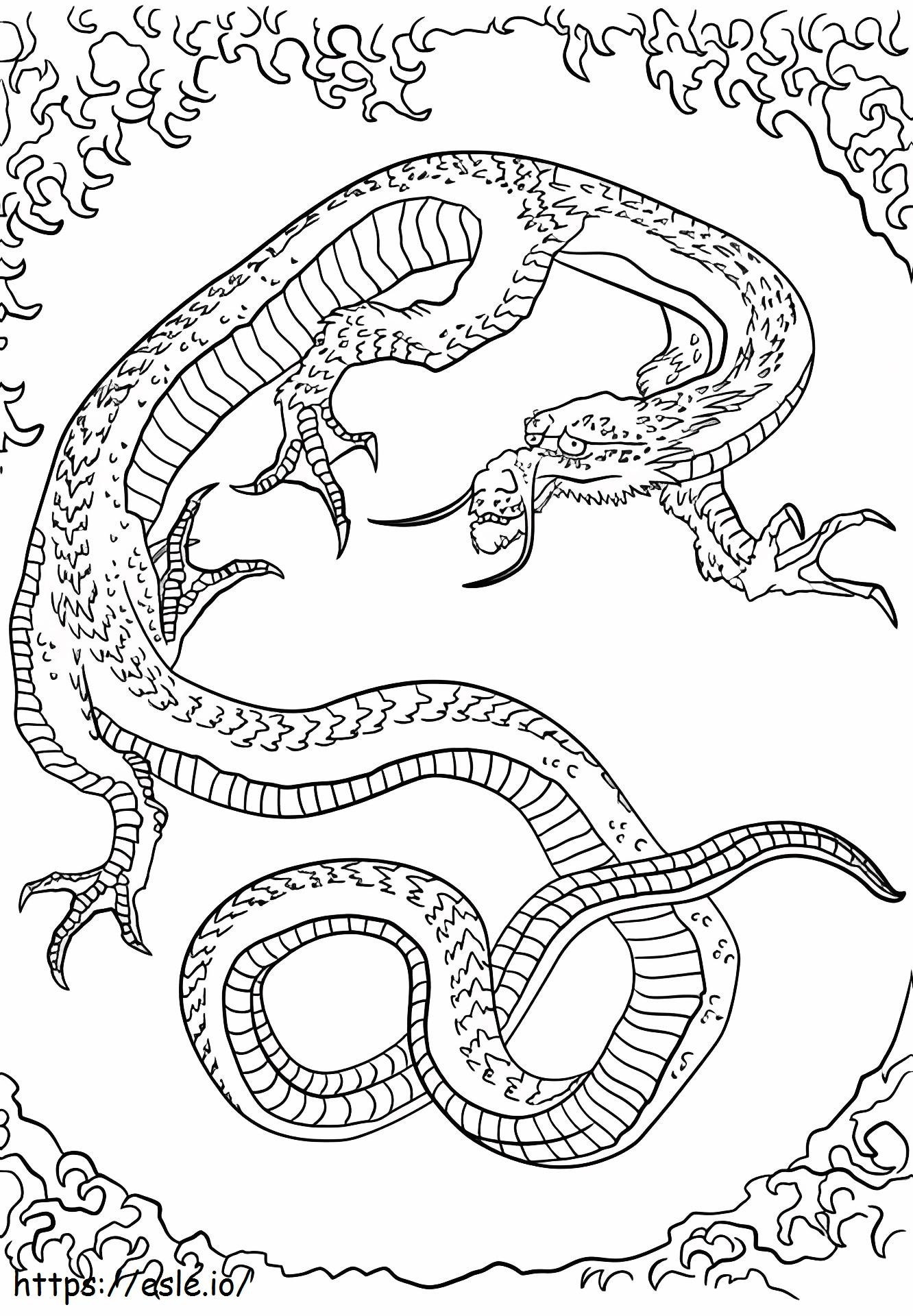 1533087386 Dragon By Hokusai A4 de colorat