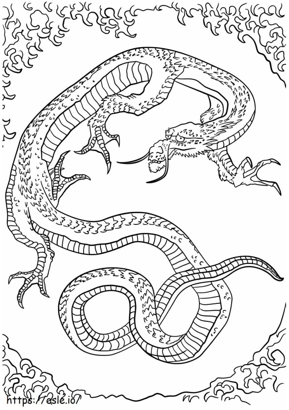 Coloriage 1533087386 Dragon par Hokusai A4 à imprimer dessin
